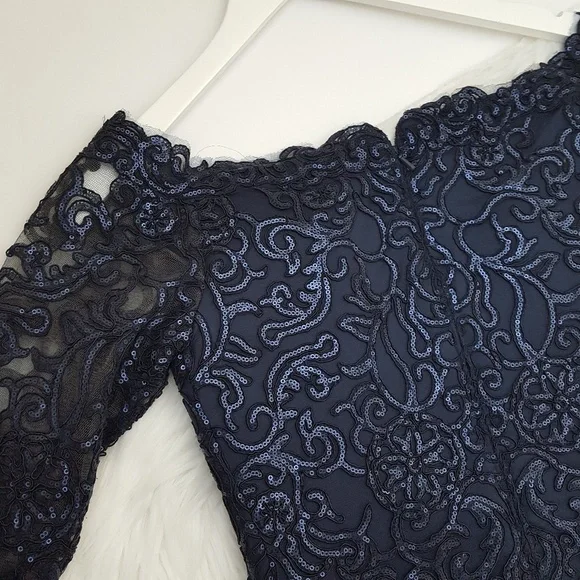 Tadashi Shoji | Sequin Off Shoulder Gown - Picture 6 of 14